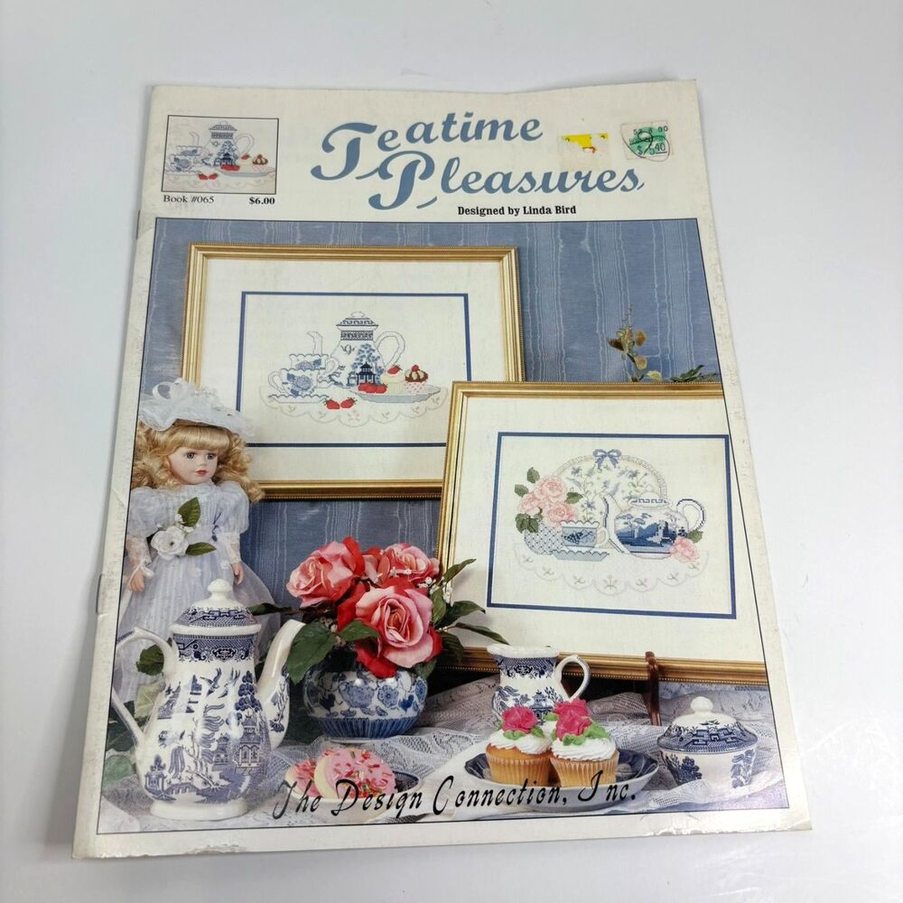 Vintage Teatime Pleasures Cross Stitch Pattern Booklet Book #065 Linda Bird